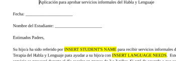 Preview of Speech-Language At-Risk Consent Form - Spanish