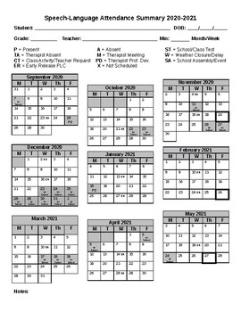 speech therapy attendance calendar 2021 2022 Speech Therapy Attendance Calendars Worksheets Teaching Resources Tpt speech therapy attendance calendar 2021 2022