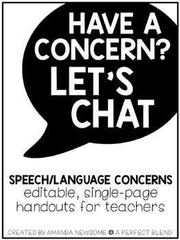 Preview of Speech/Language Concerns: Teacher Handout