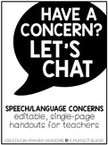 Speech/Language Concerns: Teacher Handout