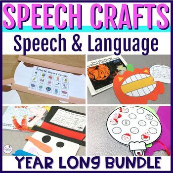 Preview of Year-Round Speech & Language Crafts for Articulation, Vocabulary, Verbs & More!