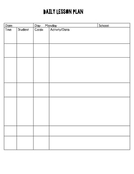 Preview of Speech-Language Daily Lesson Plan Template
