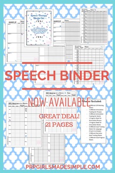 Preview of Speech & Language Data Sheet Binder - 23 pages! Articulation to IEP to Progress!