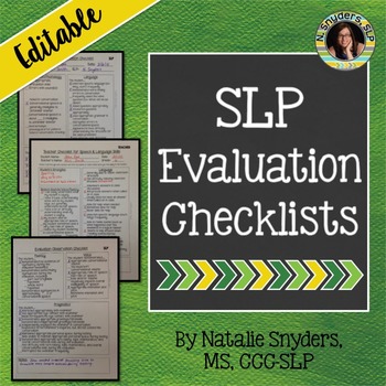 Preview of Speech & Language Evaluation Checklists - Editable