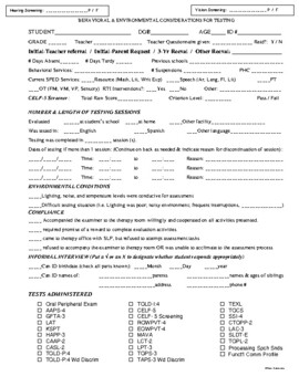 Preview of Speech-Language Evaluation Environment Checklist