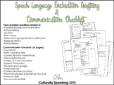 Speech Language Evaluation Questions & Communication Checklist