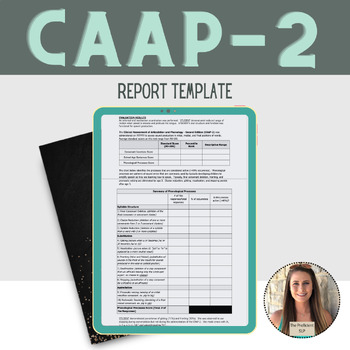 Preview of Speech-Language Evaluation Report Template - CAAP-2