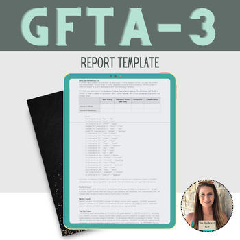 Preview of Speech-Language Evaluation Report Template - GFTA-3