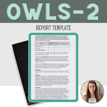Preview of Speech-Language Evaluation Report Template - OWLS-2
