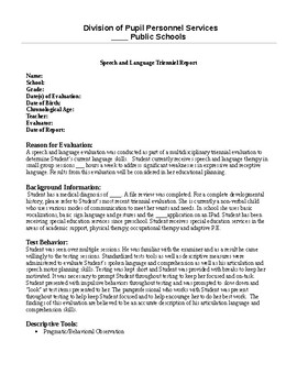 Preview of Speech Therapy-Speech & Language Evaluation Report for Non-Verbal Student