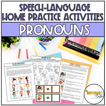 Preview of Speech/Language Homework and Handouts for Practicing Pronouns (Pre-K/Kinder)