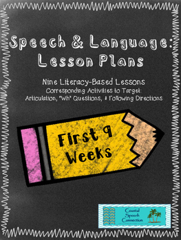 Preview of Speech & Language Lesson Plans: Nine Literacy Based Units