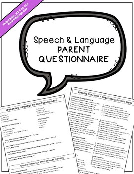 Preview of Speech & Language Parent Questionnaire