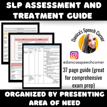 Preview of Speech Pathology Assessment/Treatment by Area of Need Comps Study Guide