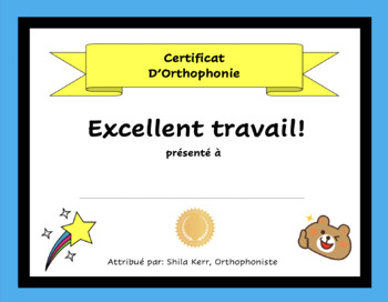 Preview of Speech-Language Pathology Discharge Certificate/Diploma (French version)