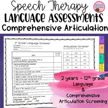 Preview of Speech Language Screenings Comprehensive Articulation | Pre-K thru 12th grade