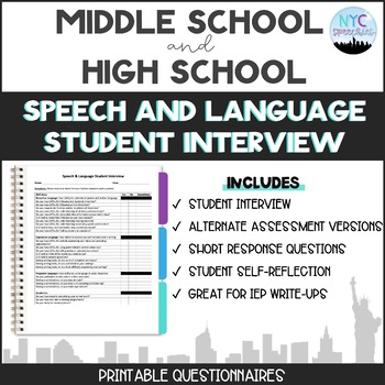 Preview of Speech & Language Student Interview for IEP Meetings