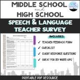 Speech & Language Teacher Survey for IEP Meetings
