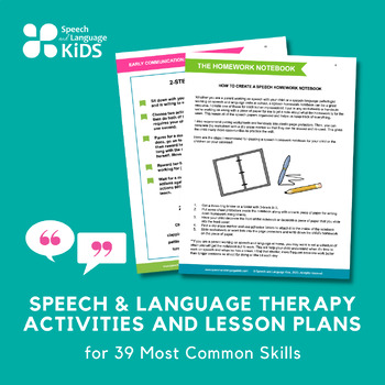 Preview of Speech & Language Therapy Activities and Lesson Plans for 39 Most Common Skills
