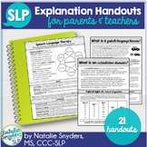 Speech-Language Therapy Explanation Handouts for Parents a