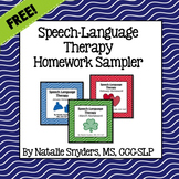 Speech Language Therapy Homework Sampler FREEBIE