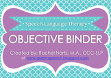Speech-Language Therapy Objective Binder