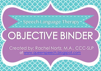 Preview of Speech-Language Therapy Objective Binder