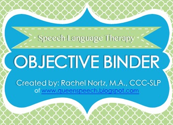 Preview of Speech-Language Therapy Objective Binder {GREEN VERSION}