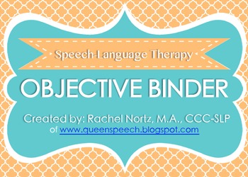 Preview of Speech-Language Therapy Objective Binder {ORANGE VERSION}