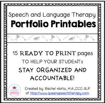 Preview of Speech-Language Therapy Printable Portfolio {Black and White}