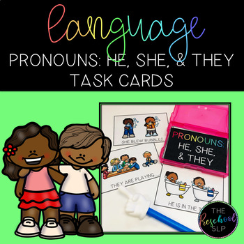 Preview of Speech Language Therapy: Pronouns He, She, and They Task Cards