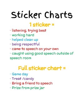 Preview of Speech & Language Therapy Sticker Chart