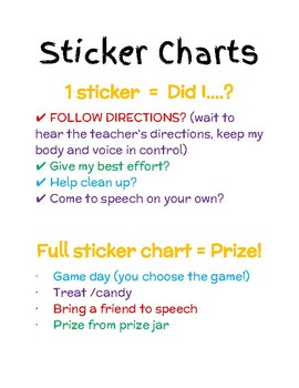 Preview of Speech & Language Therapy Sticker Chart VERSION 2