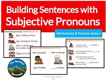 Preview of Speech Language Therapy: Subjective Pronouns & Verb Practice