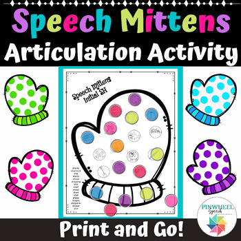 Preview of Speech Mittens Printable Speech Therapy Winter Articulation Activity Snow theme