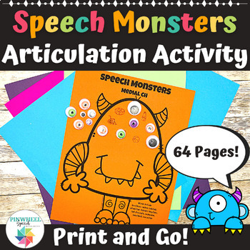 Preview of Speech Monsters Printable Articulation Activity Speech Therapy Halloween Monster