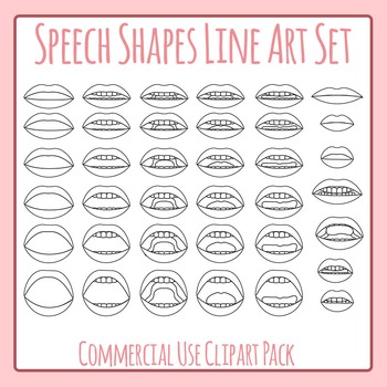 Preview of Speech Mouths - Sounds Phonemes Line Art Anatomy Clip Art Commercial Uses