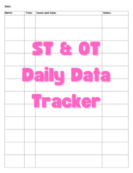 Preview of Speech & Occupational Therapy Daily Data Tracker