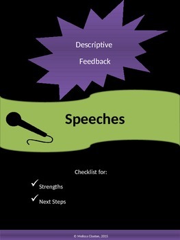 Preview of Speech - Quick Checklist for Descriptive Feedback