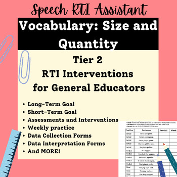 Preview of Speech and Language RTI: Vocabulary: Size and Quantity