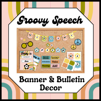 Preview of Speech Room Banner and Bulletin Decor - Groovy/Retro theme for SLPs