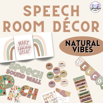 Preview of Speech Room Décor | Natural Vibes Color Theme | Digital Download