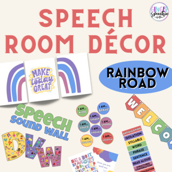 Preview of Speech Room Décor | Rainbow Road Color Theme | Rainbow Theme | Digital Download