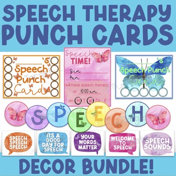 Preview of Speech Room Decoration Set- Butterfly Speech Therapy Room Decoration Kit Bundle
