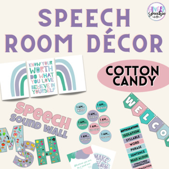 Preview of Speech Room Décor | Cotton Candy Color Theme | Pastel Theme | Digital Download