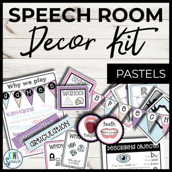 Preview of Speech Room Decor Kit - Functional Speech Therapy Decor & Visual Aids - Pastel
