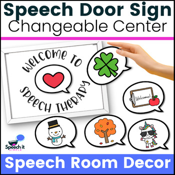 Preview of Speech Room Door Decor - Door Sign - Interchangeable Holidays and Seasons