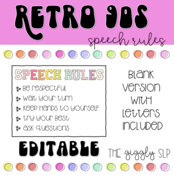 Preview of Speech Room Expectations | Retro 90s SLP Decor
