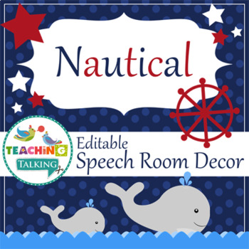 Preview of Speech Room Decor - Editable Decor for SLPs (Nautical Theme)