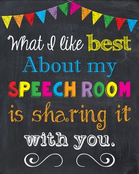 Preview of Speech Room Teacher Inspirational Sign Chalkboard Art Room Decor Poster